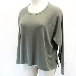 ATHLETA Plus Olive Green Long Sleeve Ribbed Top Sweatshirt Crew Neck 3X